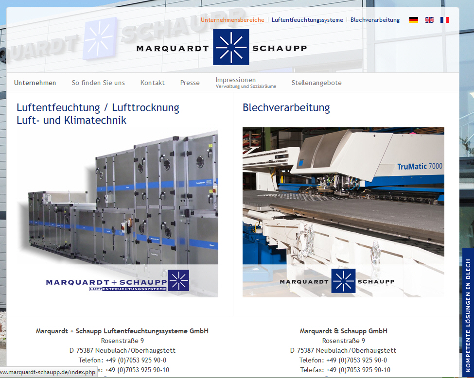Marquardt & Schaupp GmbH - Luftentfeuchtung & Blechverarbeitung